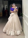 White Colour Polyestar Viscose Border Lehenga With Blouse Dupatta Wholesalers In Delhi